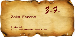 Zaka Ferenc névjegykártya